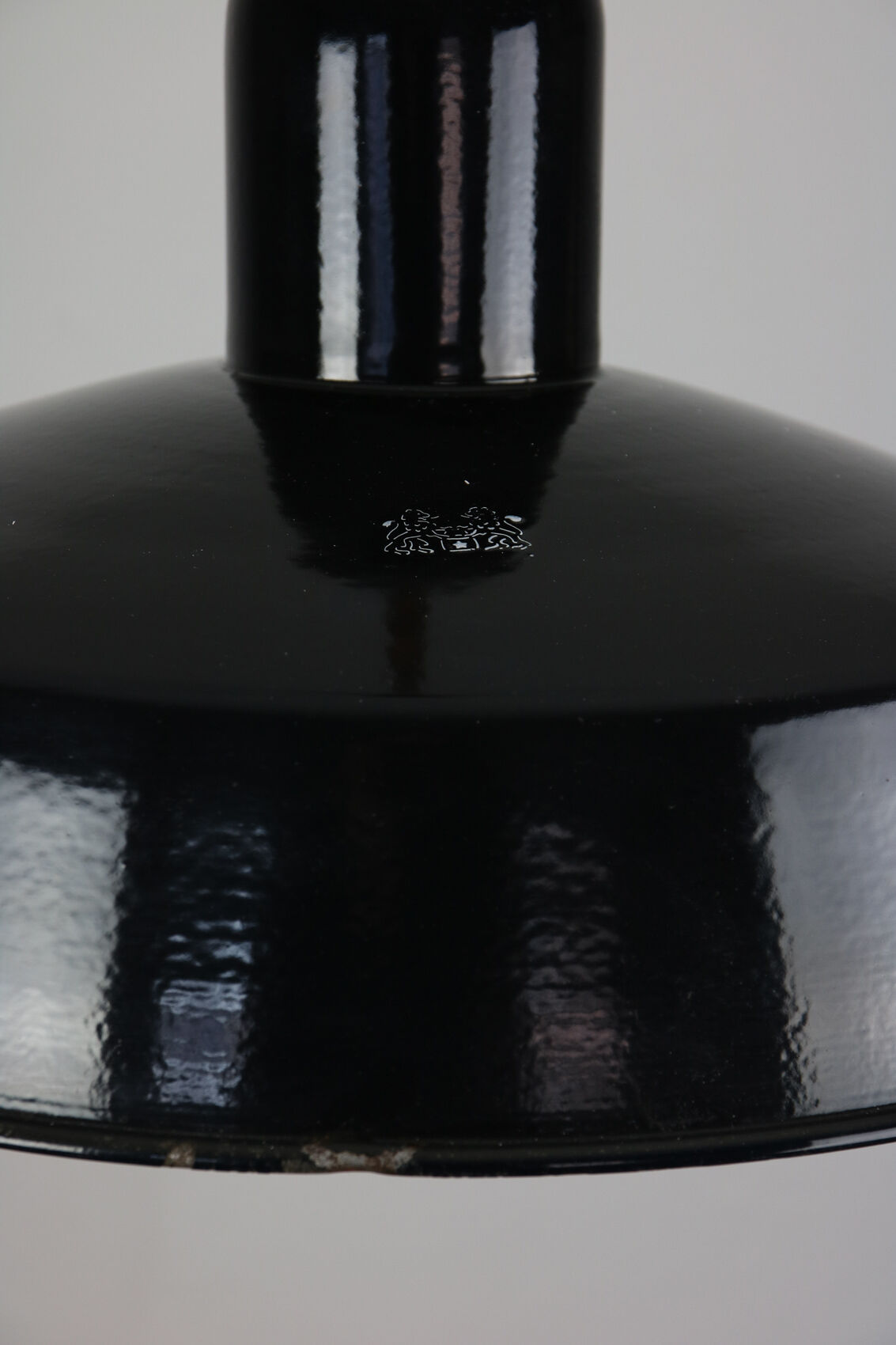 Black industrial enamel pendant light Vintage from Emo, 1960s