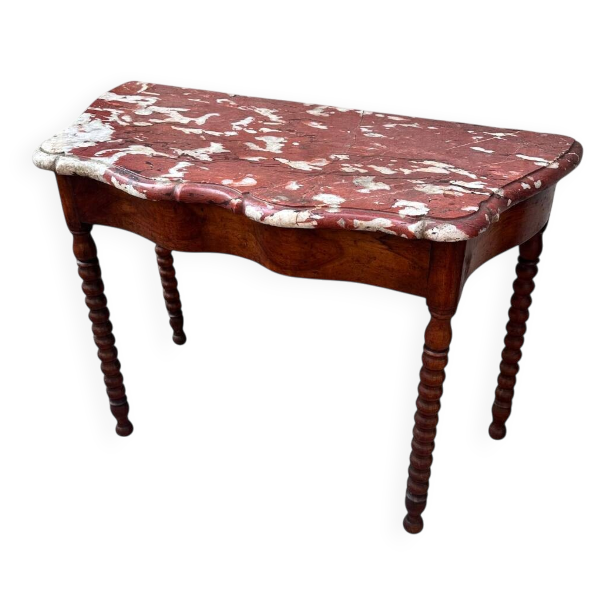 Console Louis XV, marble and walnut, 18th century - France