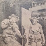 Lithograph in BE by Alphonse Willette: "Fashion fitting spring 1917" (L'avarice)