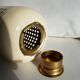 Photophore lanterne arrondie en métal beige
