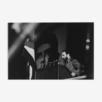 Silver photo Fidel Castro Che Guevara Meeting barium paper format 40x60cm