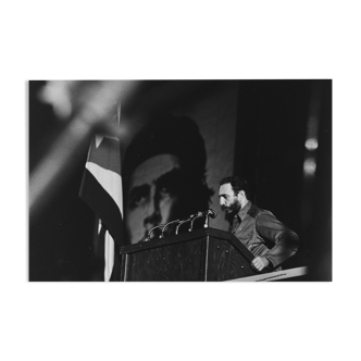 Silver photo Fidel Castro Che Guevara Meeting barium paper format 40x60cm