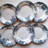 6 flat plates wolf mill blue and white iron earth