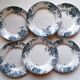 6 assiettes plates moulin des loups terre de fer bleu et blanc
