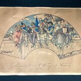 Boscher (Jean-Édouard), watercolor fan project, La Marseillaise, early 20th century