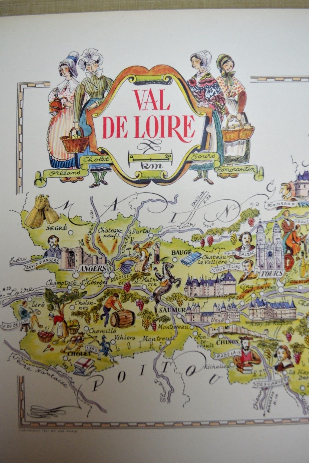 Map of the Dde illustrated region of France Jacques Liozu Loire Valley