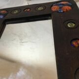 Wooden mirror with copper enamel decoration by Capo Esmaltes (Circa 1960)