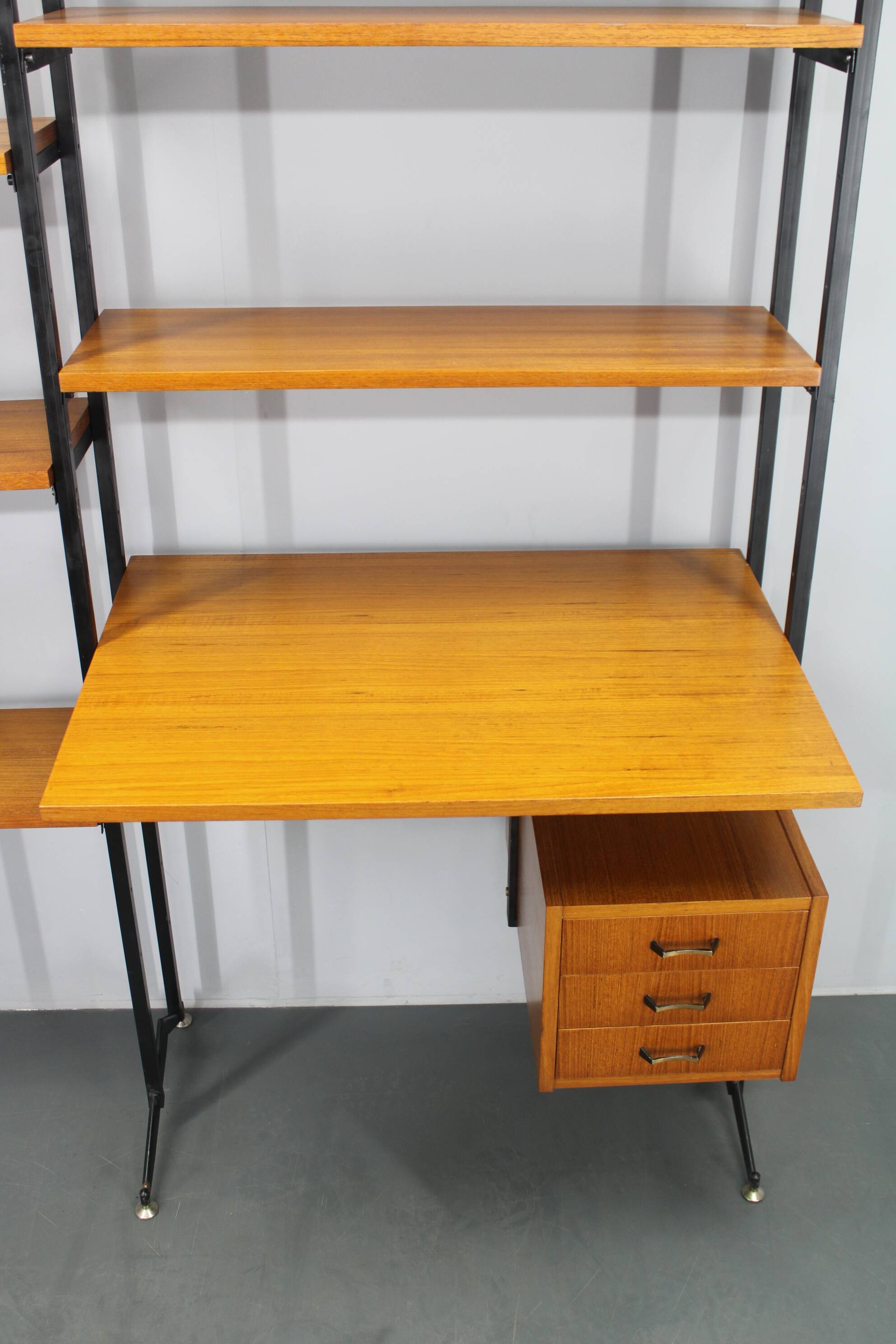 1970s Italian teak shelves unit with desk