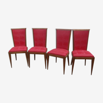 Lot de 4 chaises rouge skai 1950