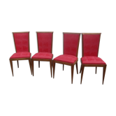 Lot de 4 chaises rouge skai 1950