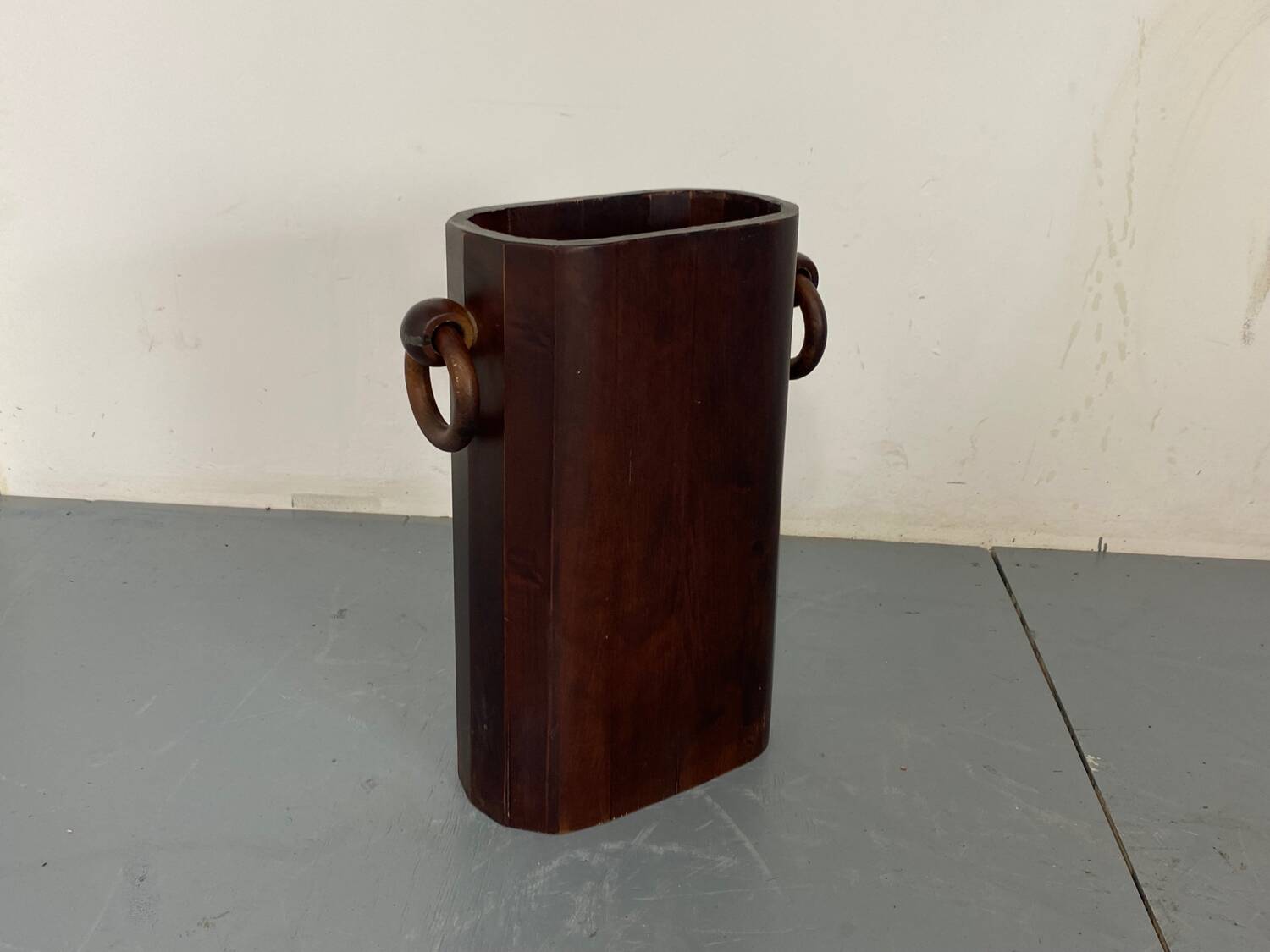 Mid-Century Modernist Italian Walnut Wooden Umbrella Stand, 1950s