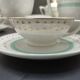 Tea set stars and mint green in semi-porcelain