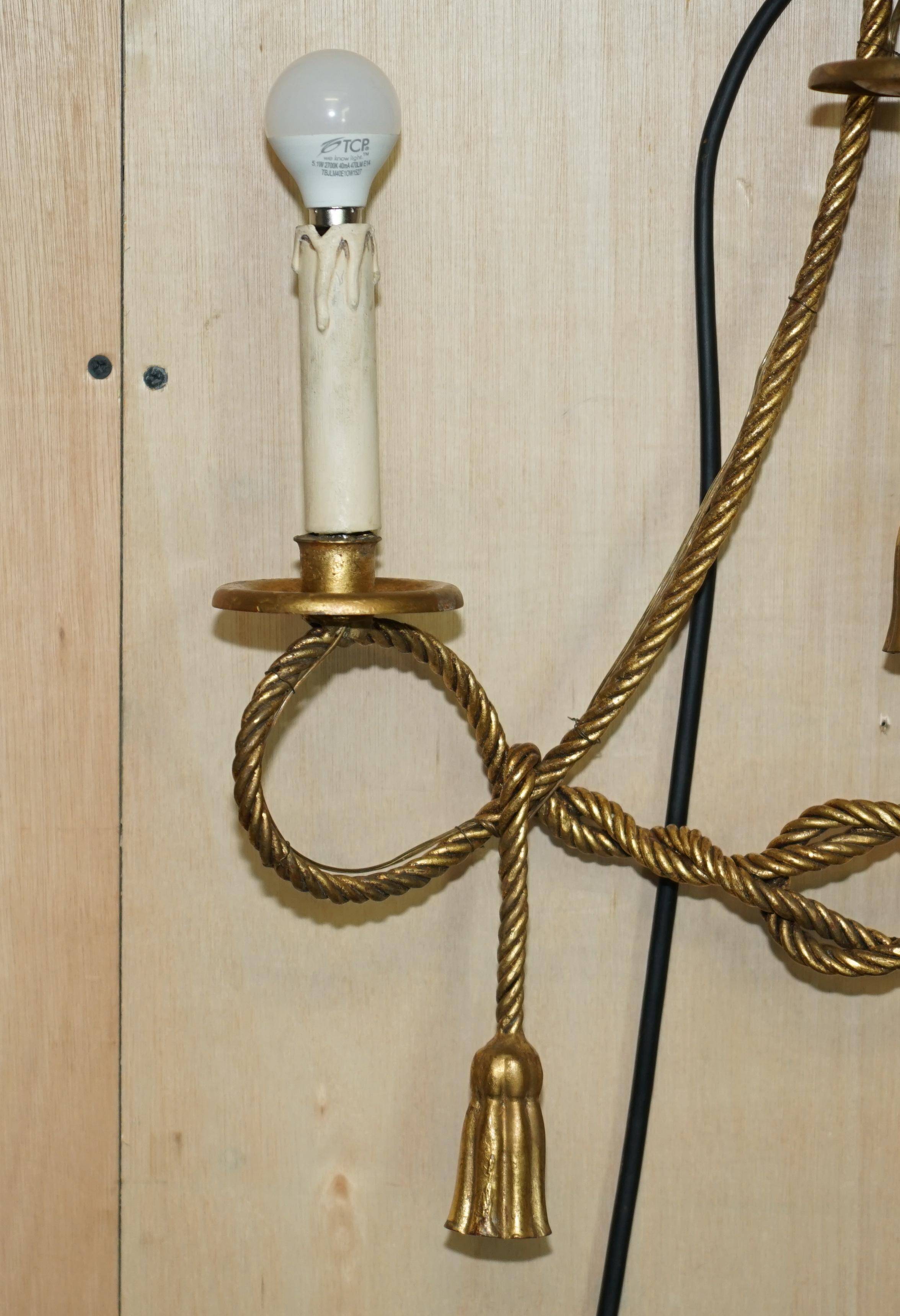 Vintage Twisted Wall Light Three Branches with Pendants