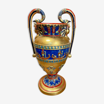 Vase amphore decor egyptien doré veronese 2003 deco ethnique
