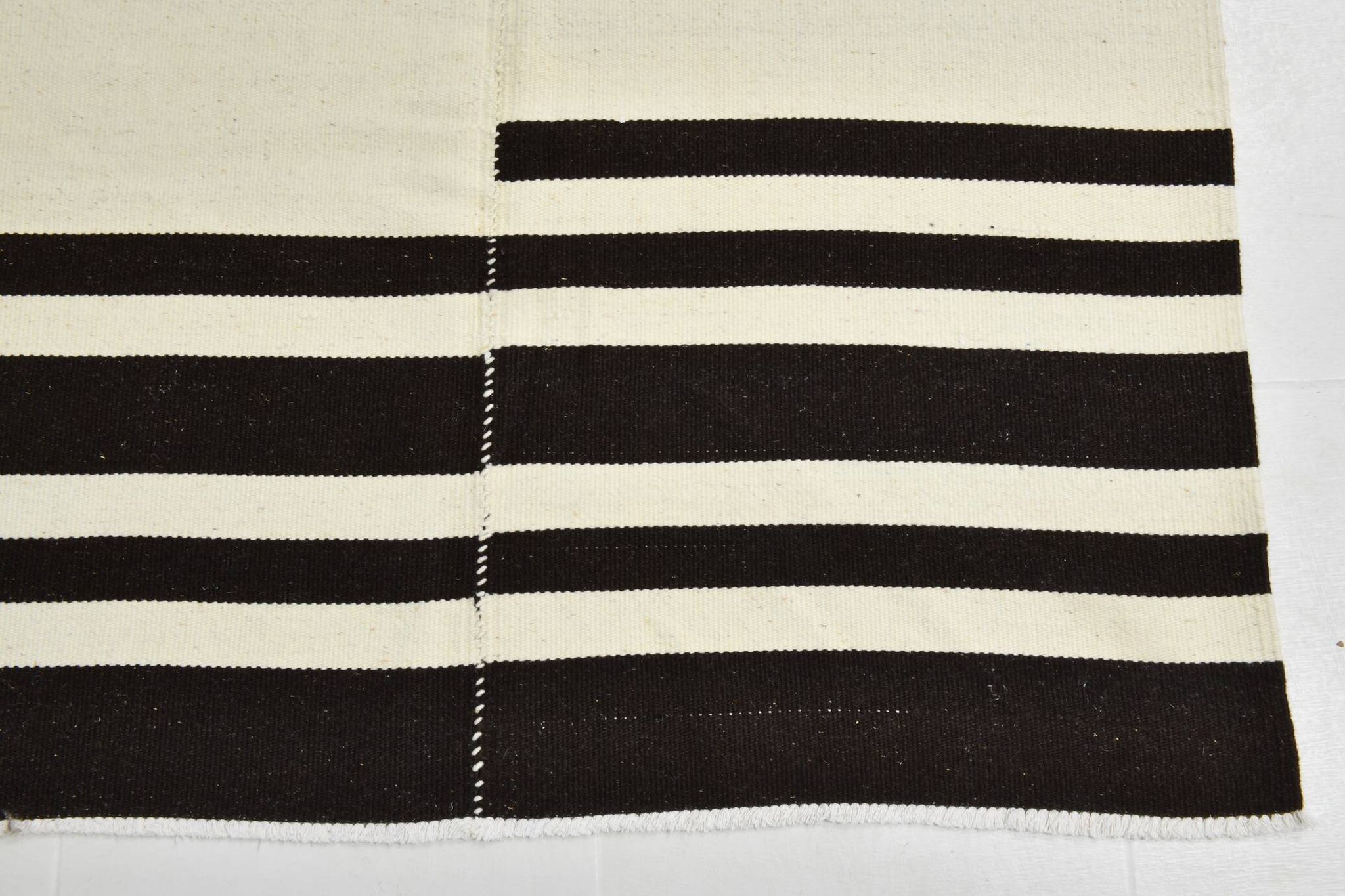 Black Beige Modernist Vintage Kilim Rug, 240x392Cm
