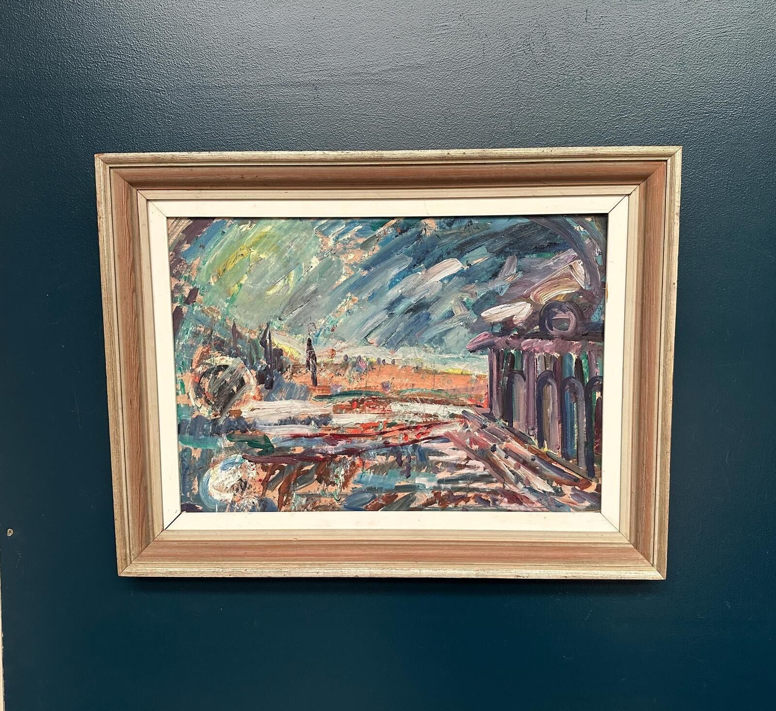 Original Oil On Canvas – “The Harbor Arches” – Vintage & Framed – 80 × 62 Cm (31.5" × 24.4")