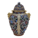 Vase en faïence émaillée ajourée polychrome