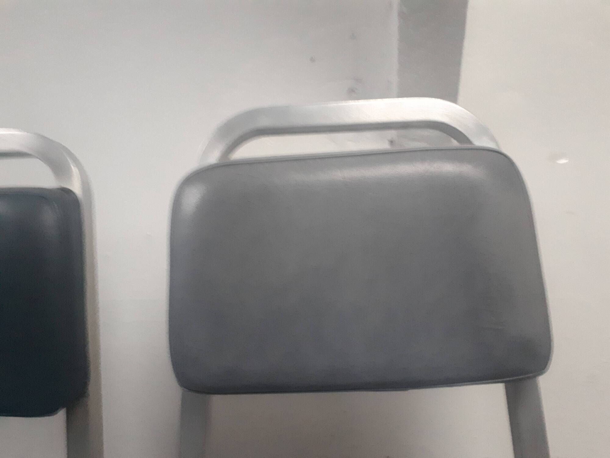 Pair chair desk conference aluminum skai grey vintage blue 1960