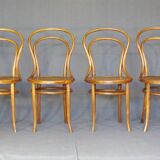 Set of 4 Kohn bistro chairs no. 30 from 1910, wooden seat