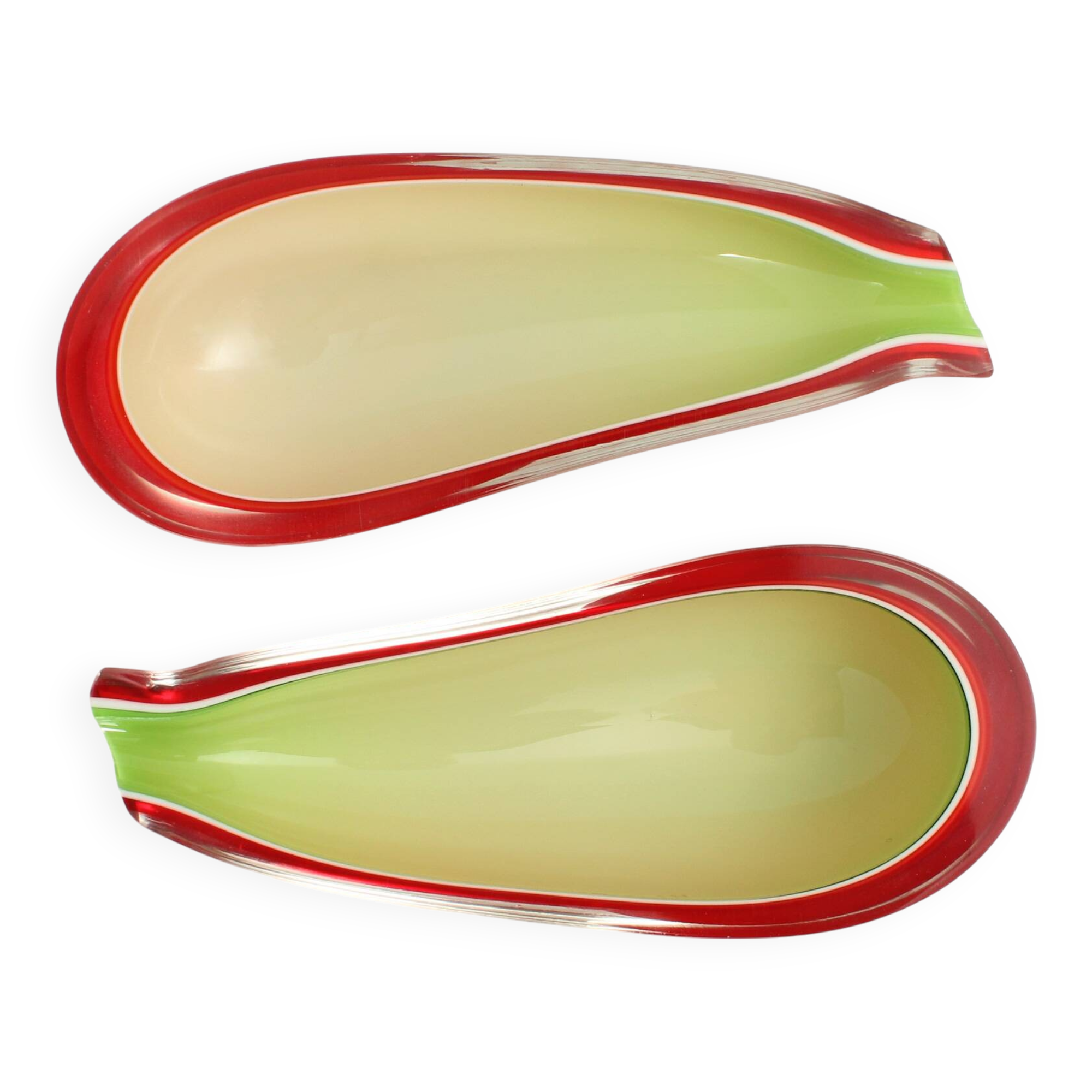 Pair of Fratelli Toso bowls in the shape of an aubergine, Murano, Italy, 1950s.