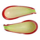 Pair of Fratelli Toso bowls in the shape of an aubergine, Murano, Italy, 1950s.