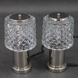 1970s Pair of Nightstands Glass Lamps by Kamenicky Senov, Czechoslovakia