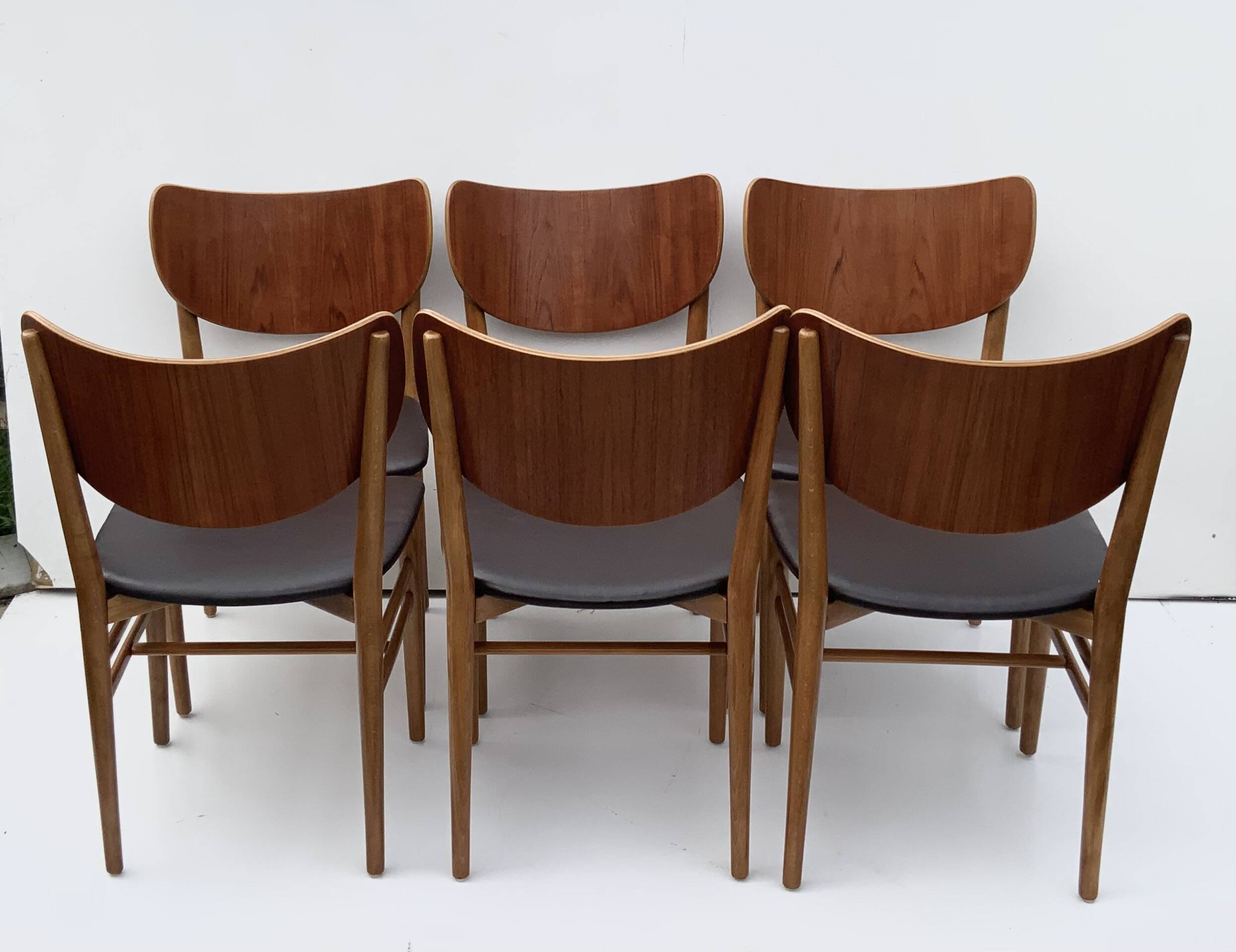 Danish Dining Chairs Set of 6 by Niels and Eva Koppel Slagelse Mobelfabric