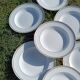 Twelve white porcelain plates