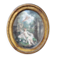 18th century oval pastel on canvas paper, country scene