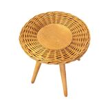 Rattan stool designed by J. Kalous, Úluv, Czechoslovakia, 1960s