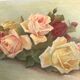 Painting oil on wood flowers bouquet of old roses 1930 signed