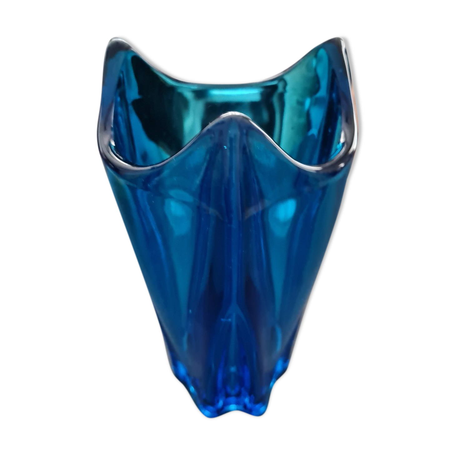 Vase En Verre Vintage Bleu Turquoise - Solifleur, Années 1960 - Occasion, Décoration Rétro