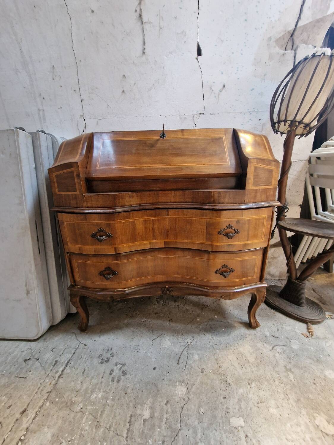 Vintage curved slope secretary