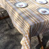 Beige vintage checkered rectangular tablecloth