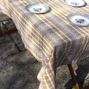 Nappe rectangulaire vintage beige à carreaux