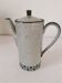Vintage speckled stoneware coffee pot – navy blue floral decoration