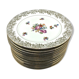 12 flat plates made of Limoges porcelain