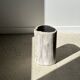 Petrified wood side table white tower black heart H:36cm D:17cm