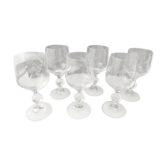 Set of 6 glasses of wine in grinded glass