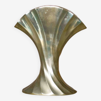 Vintage flared brass vase, sculptural vase, brutalist vase, fan vase, made in Germany
