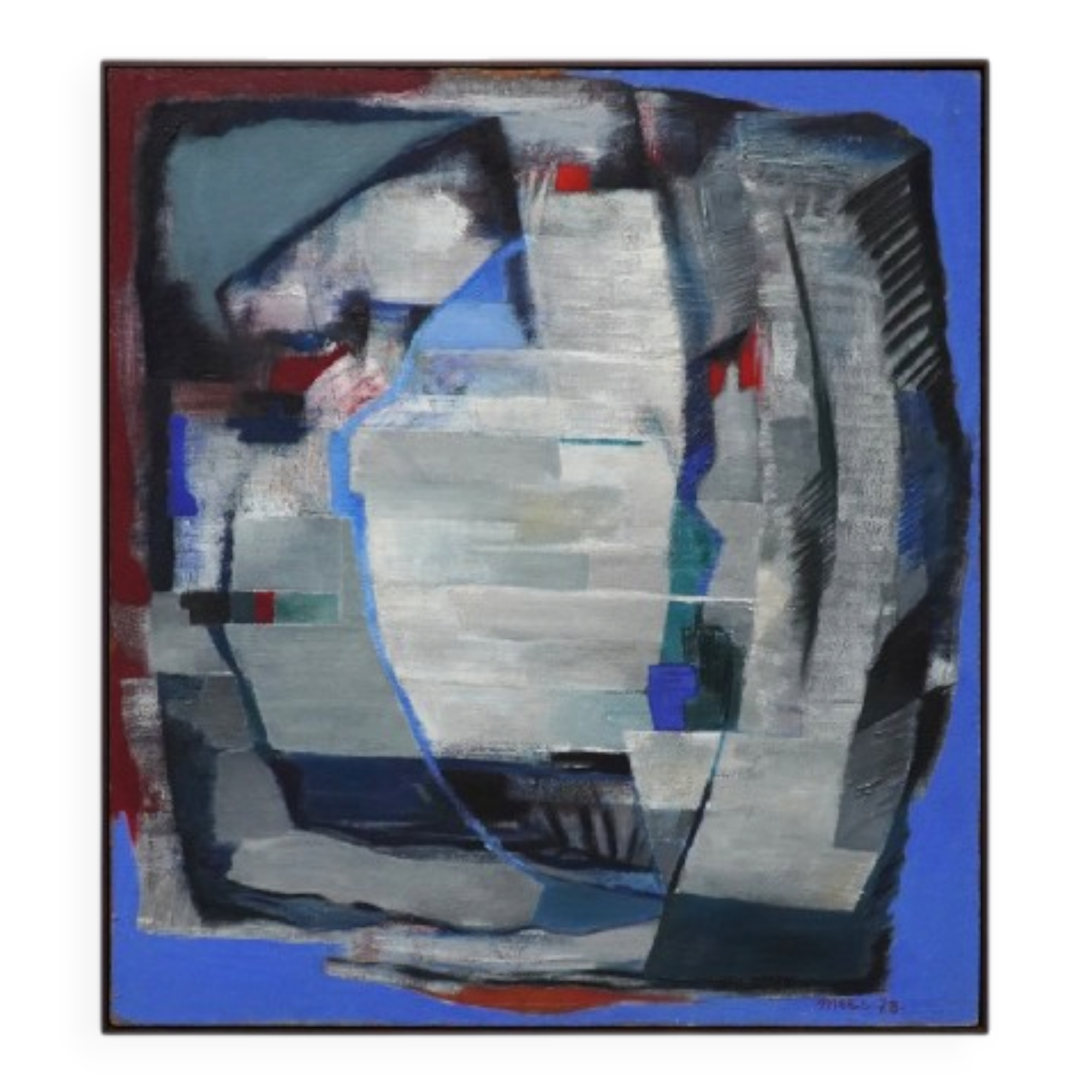 Jozef Mees, Lyrical Abstract Oil on Panel 1978