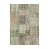 Handmade anatolian overdyed 175 cm x 242 cm grey patchwork carpet