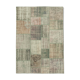 Handmade anatolian overdyed 175 cm x 242 cm grey patchwork carpet