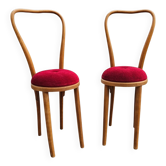 2 chaises latérales en bois cintré rares des années 1960