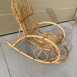 Rocking-chair in rattan circa 1960