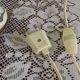 French Vintage Decorative Silver Metal and Porcelain Shaded Table Lamp