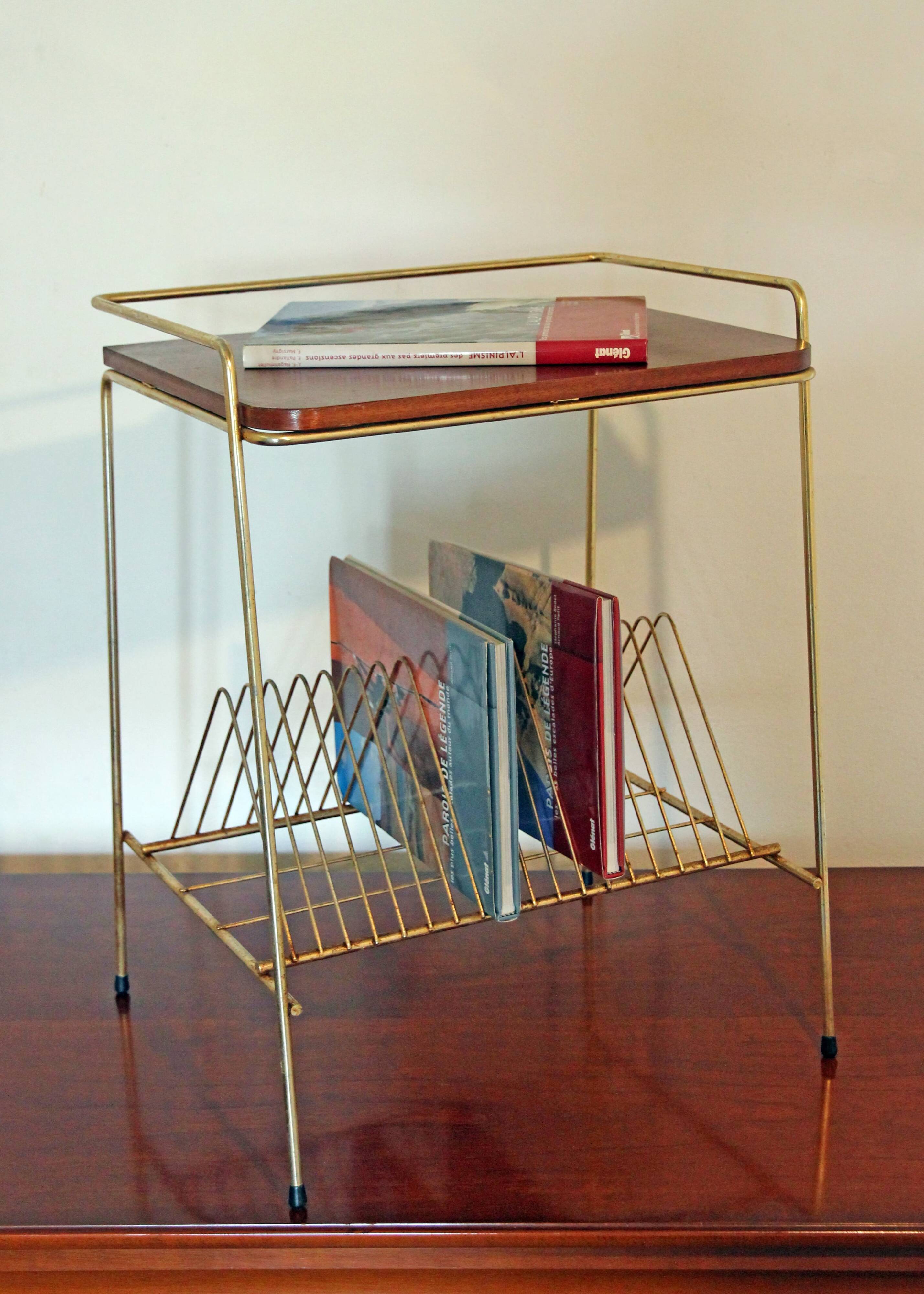 Vintage magazine rack end table, 1960s