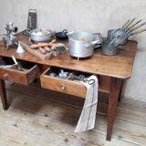 Table d’office L140,5xP80cm XIX° 2 tiroirs