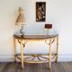 Table console d’appoint en rotin avec miroir rose