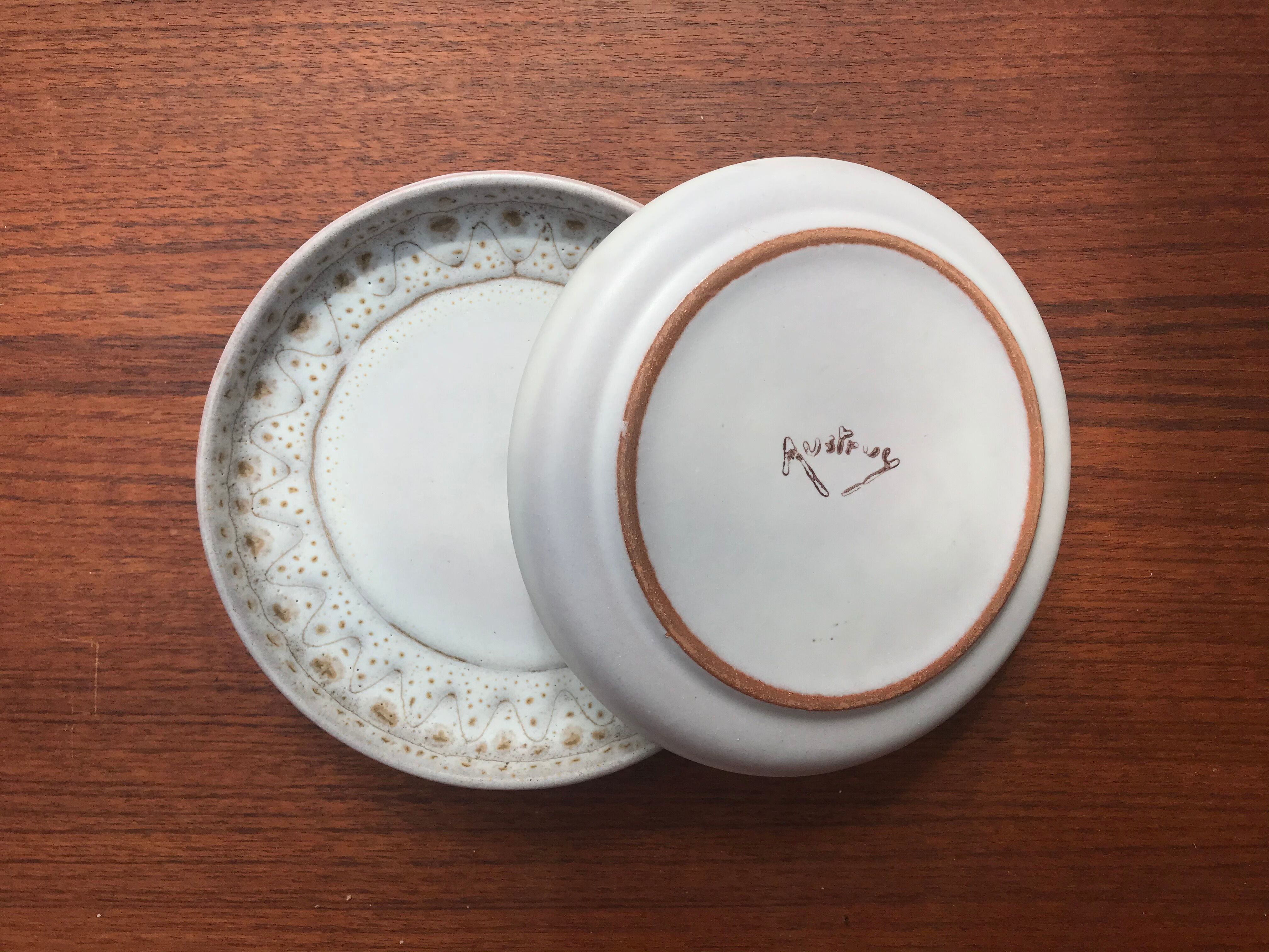 Vallauris dessert plates signed Jean Austruy